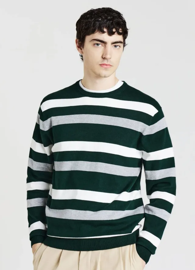 Calliope pull rayé homme col rond manches longues