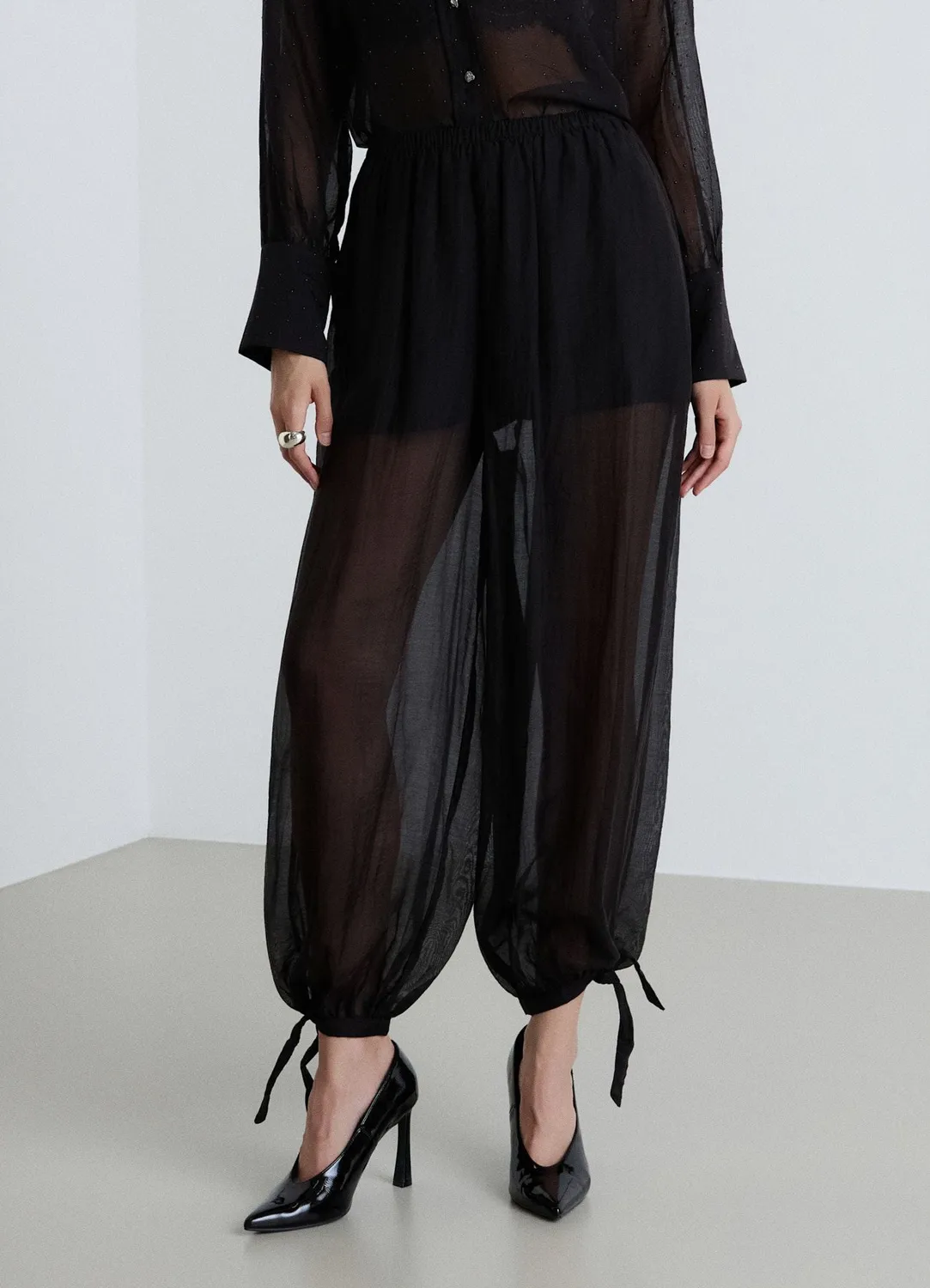 Calliope Harem pantalon femme uni taille élastique