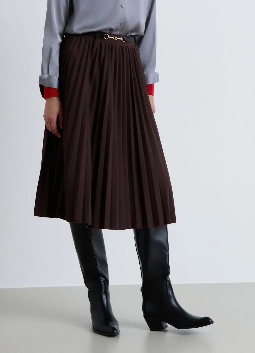 Calliope jupe midi plissée femme à ceinture