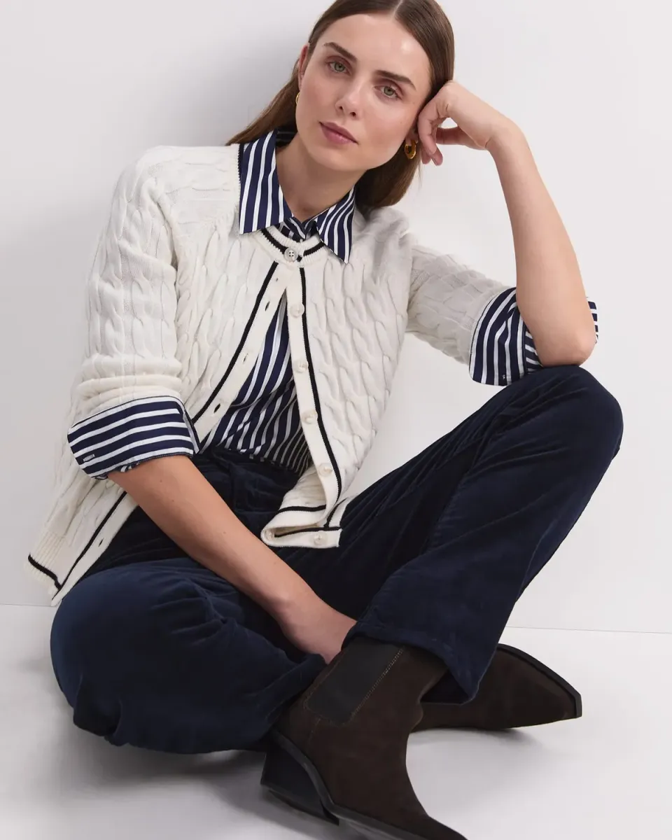 SportsCraft Merino Cable cardigan laine boutonné femme