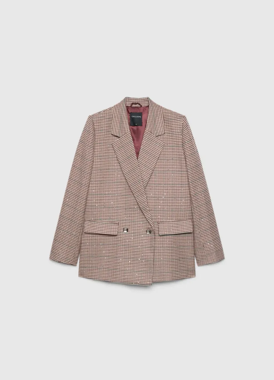 Calliope Atelier veste à carreaux femme paillettes croisée