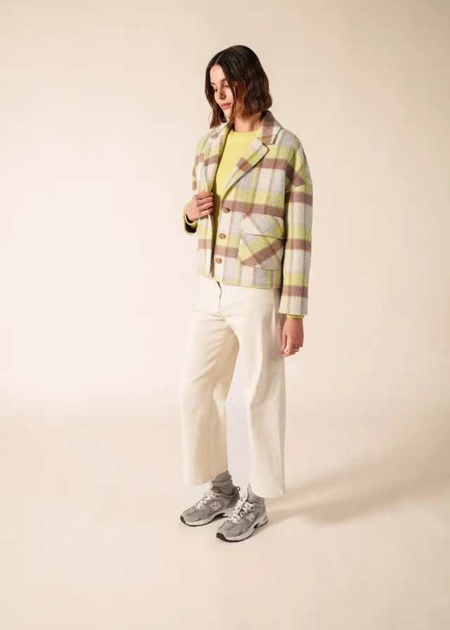 Saint James Ste Emilia manteau blanc hiver carreaux