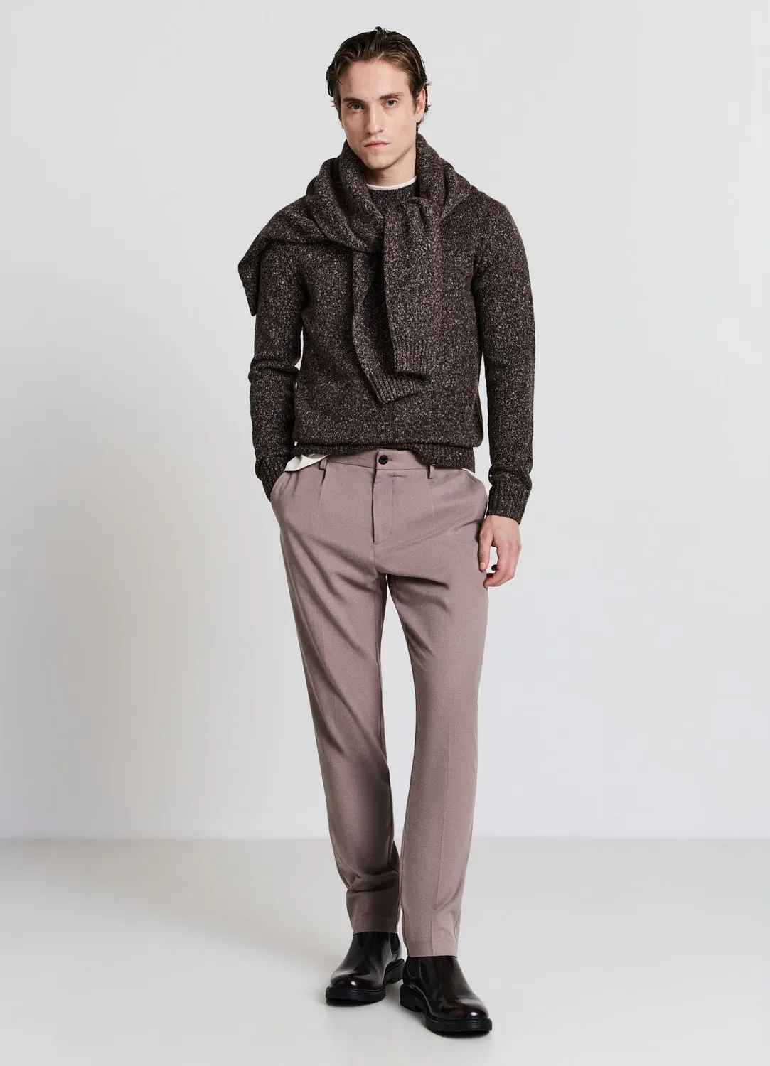 Calliope pull col rond homme maille chinée