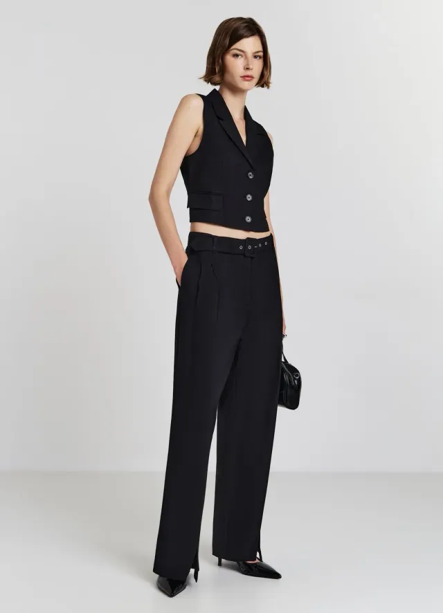 Calliope Pantalon Palazzo Femme Large a Ceinture XS-XL