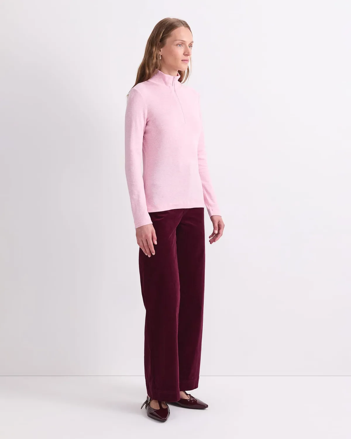 Sportscraft Lucy Zip Funnel Neck tee coton col zippé