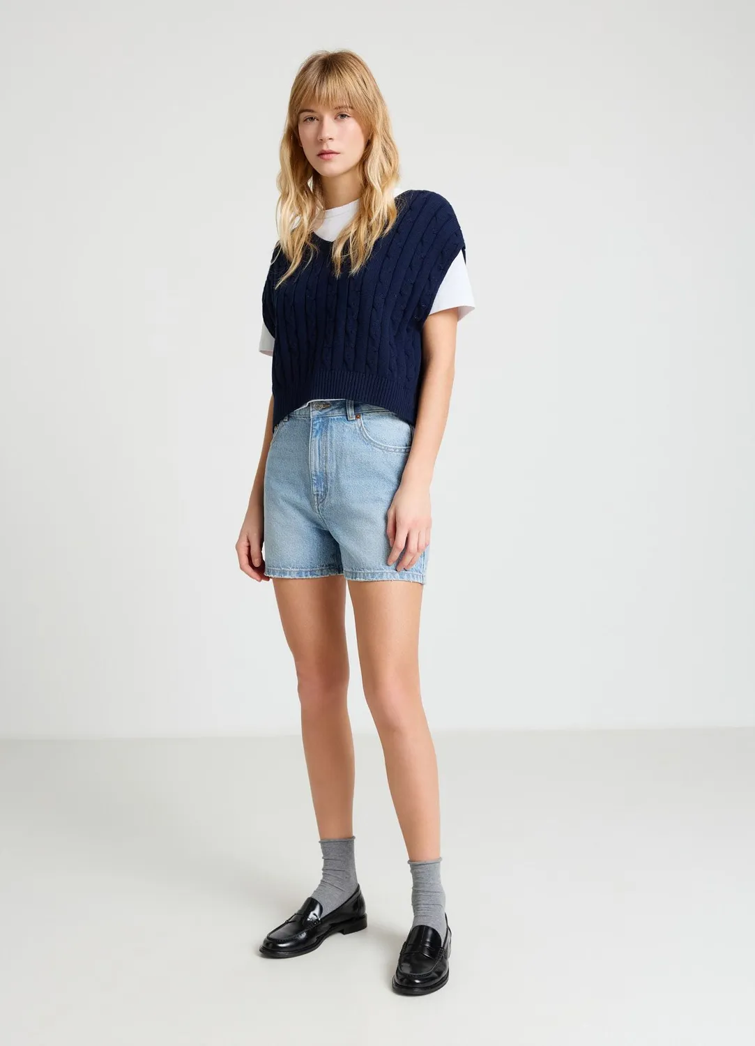 Calliope bermuda denim taille haute short femme