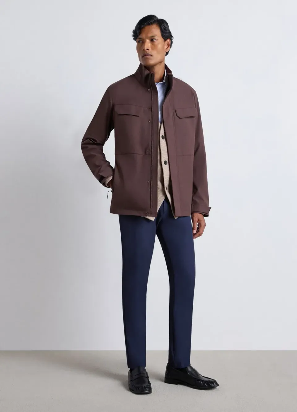 Calliope saharienne veste homme col montant poches plaquées