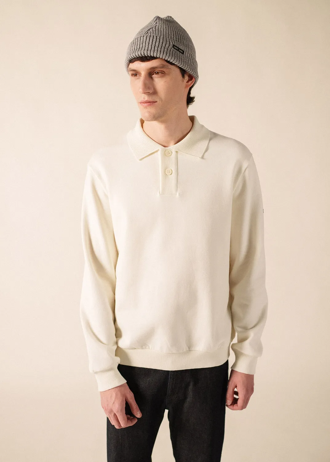 Saint James Perlé bonnet gris clair 100% laine