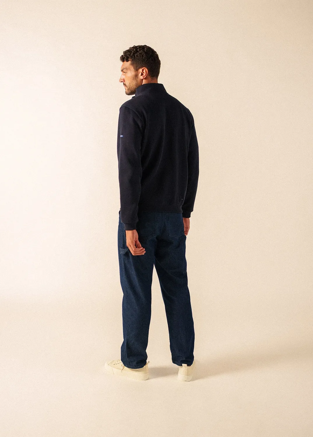 Saint James Matteo gilet zippé navy col montant coton