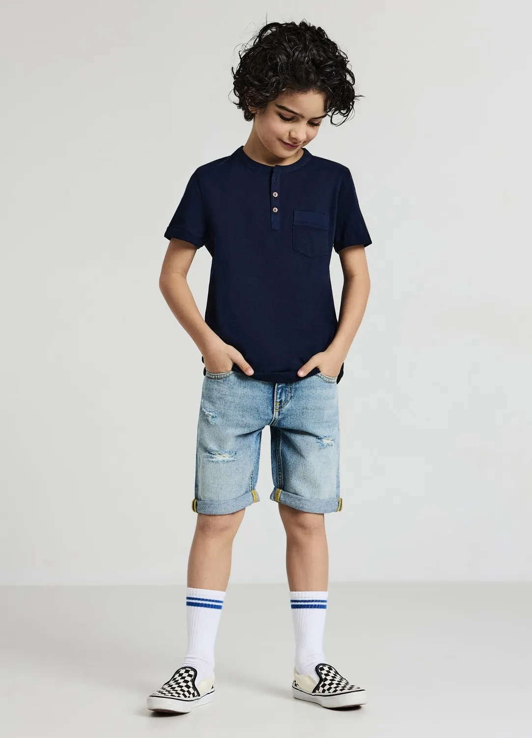 Calliope t-shirt henley garçon coton uni
