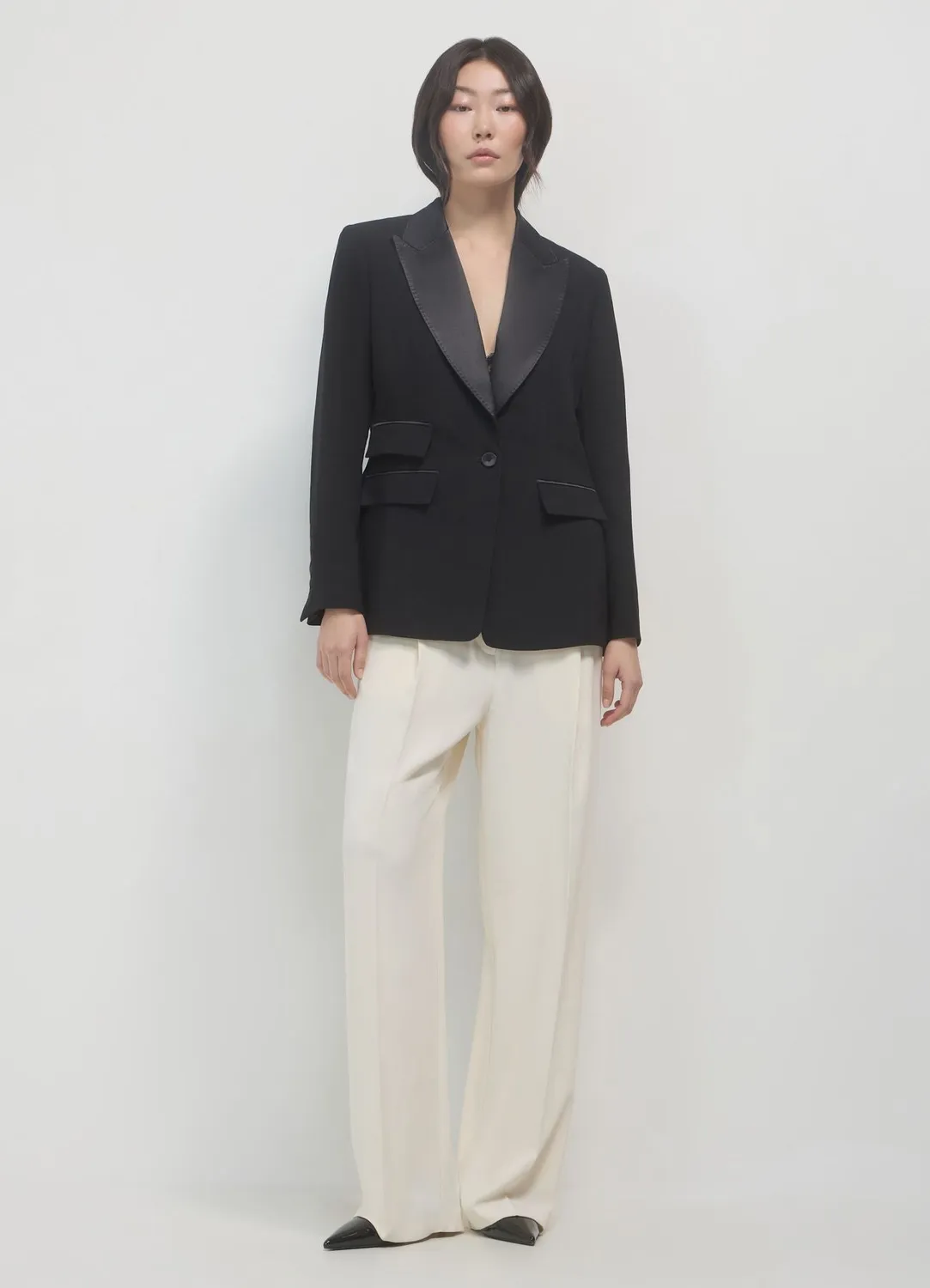 Calliope Veste Slim Revers Satiné Veste Femme