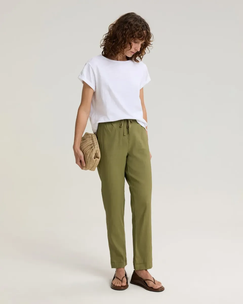 Sportscraft Rosa pantalon lin stretch taille cordon