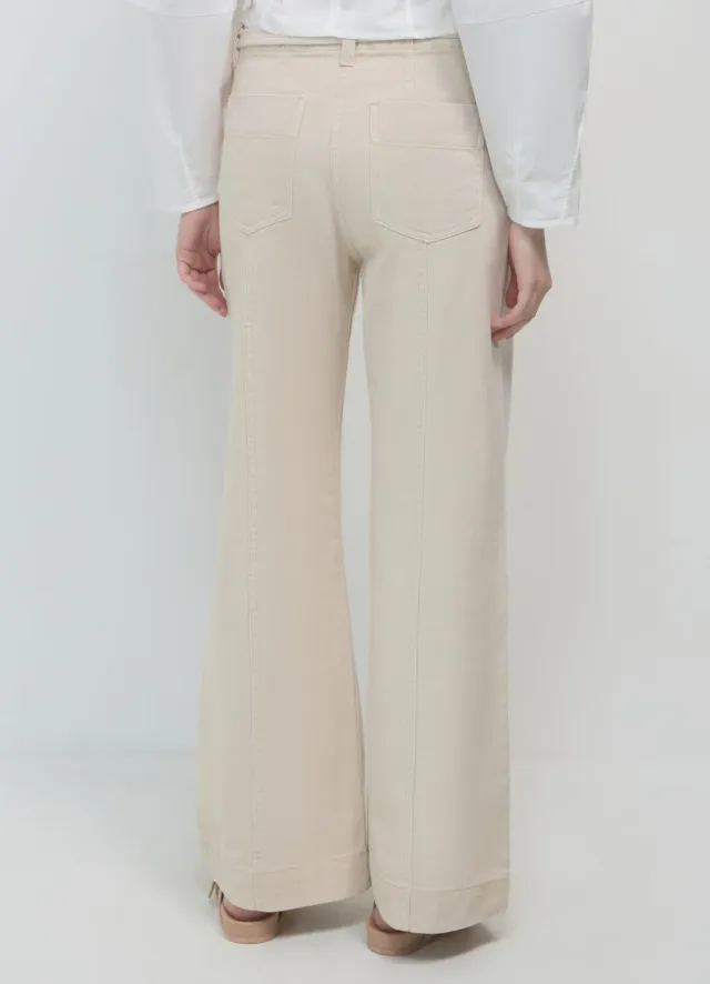 Calliope Pantalon palazzo femme coton ceinture