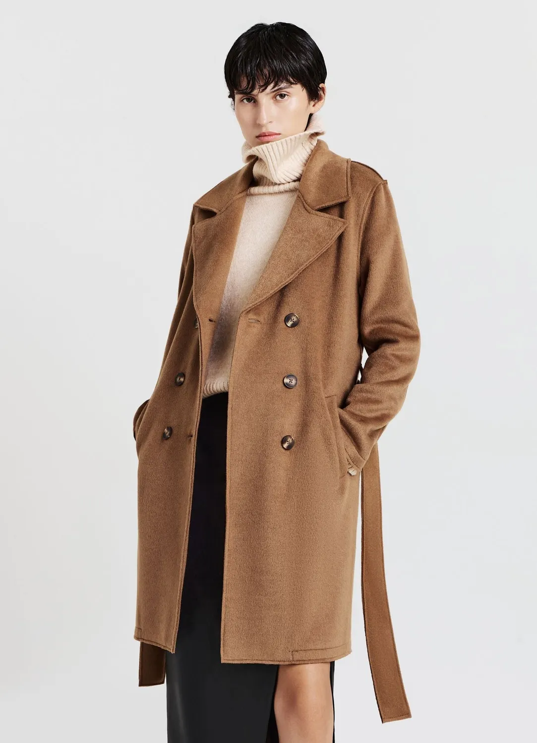 Calliope trench femme uni ceinturé double boutonnage