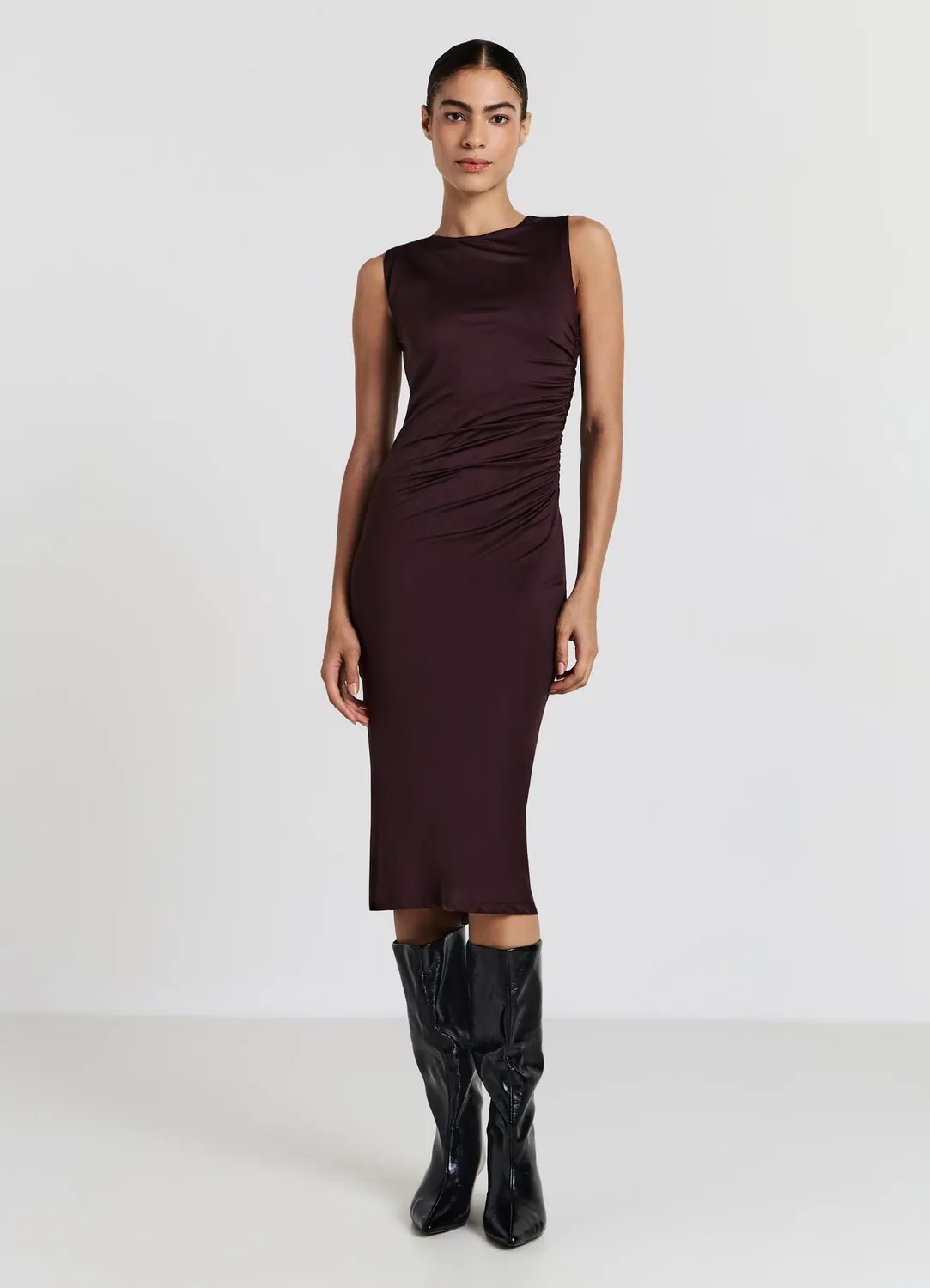 Calliope robe longue froncée sans manches femme