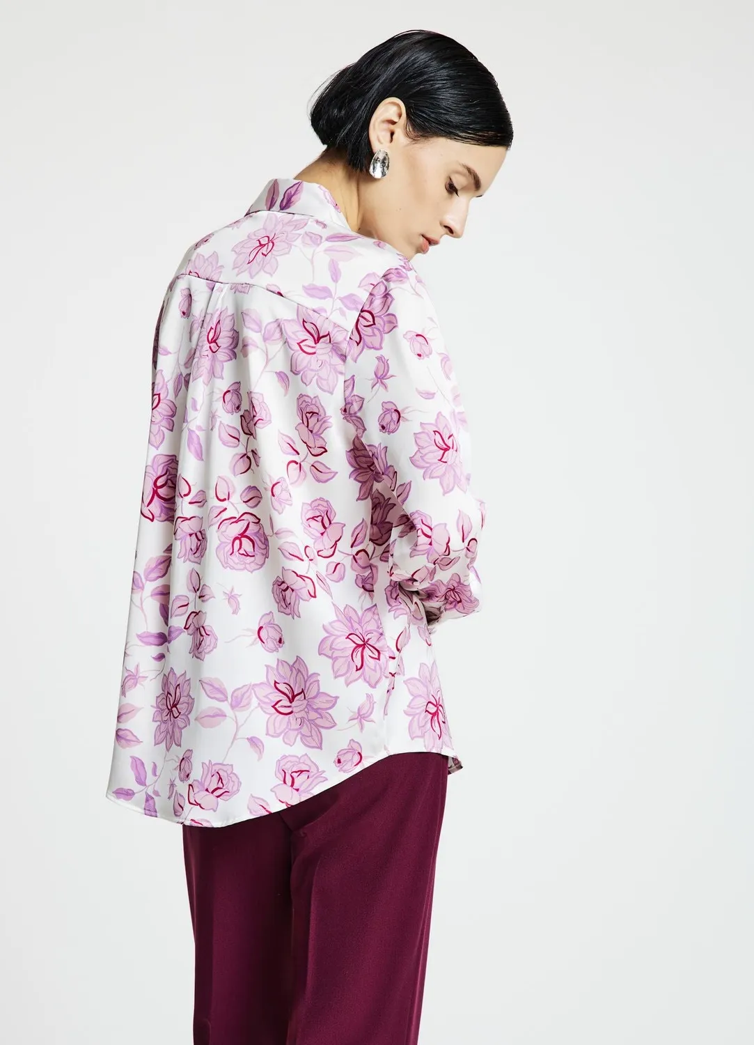 Calliope Chemise satinée fleurs femme
