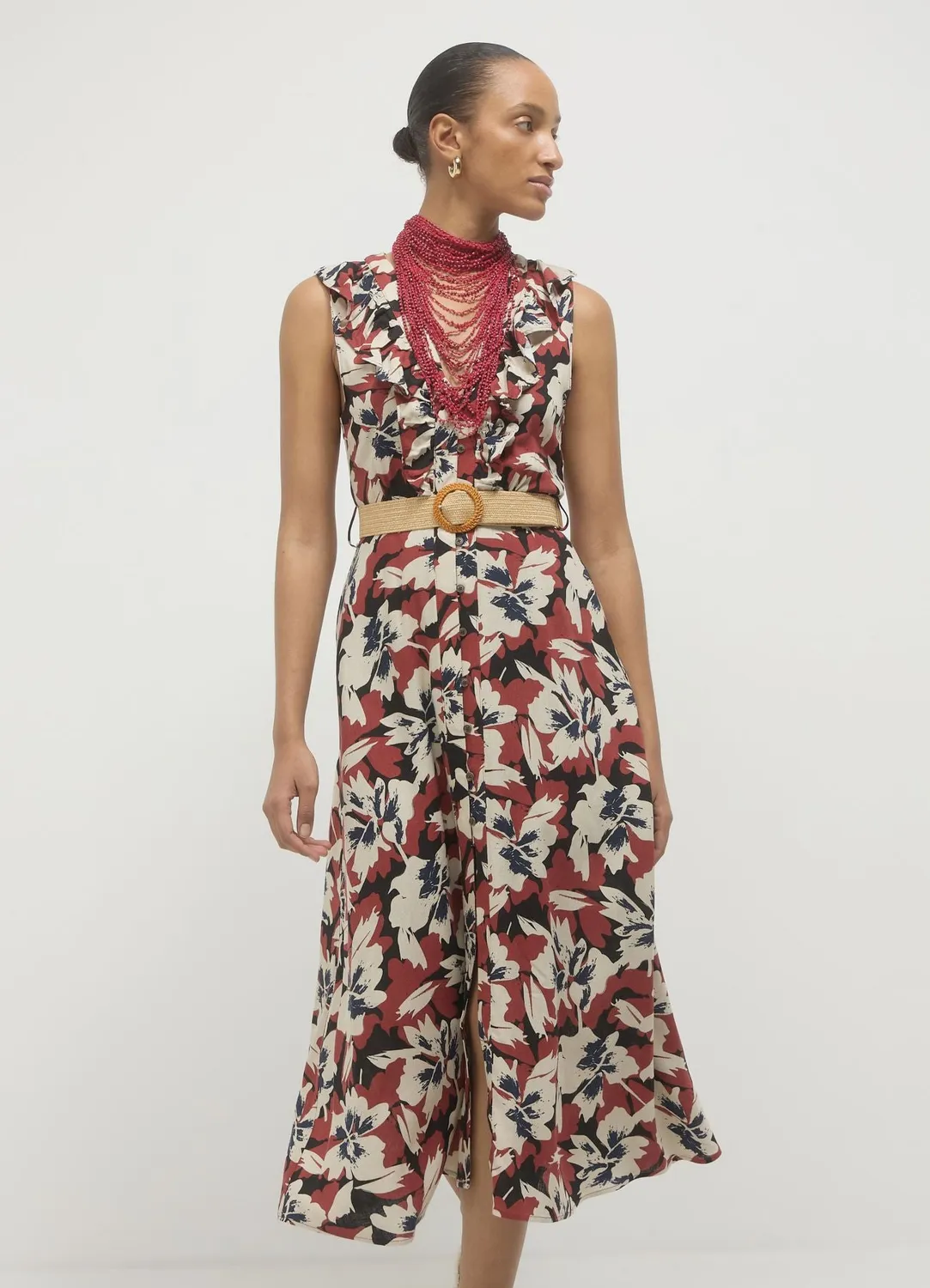 Calliope Atelier robe chemisier florale femme lin