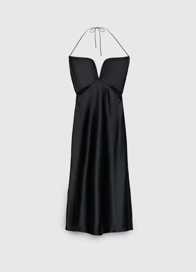 Calliope robe midi col V cut-out lacets cérémonie
