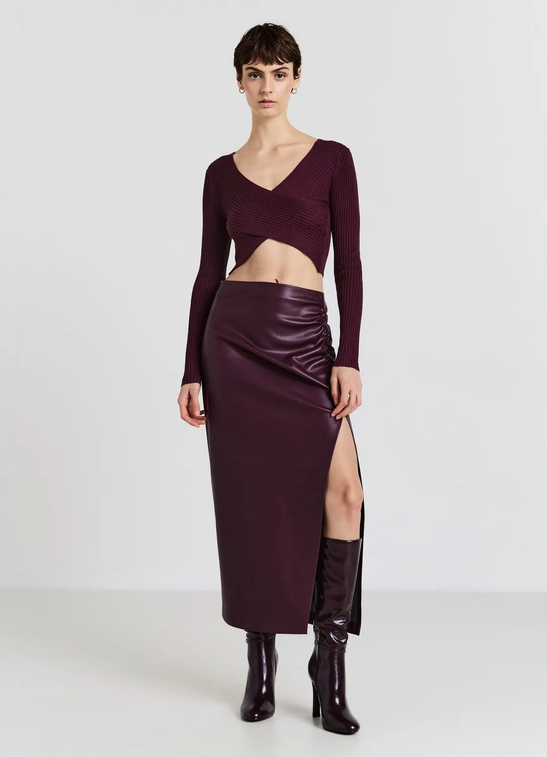 Calliope top croisé côtelé col V femme