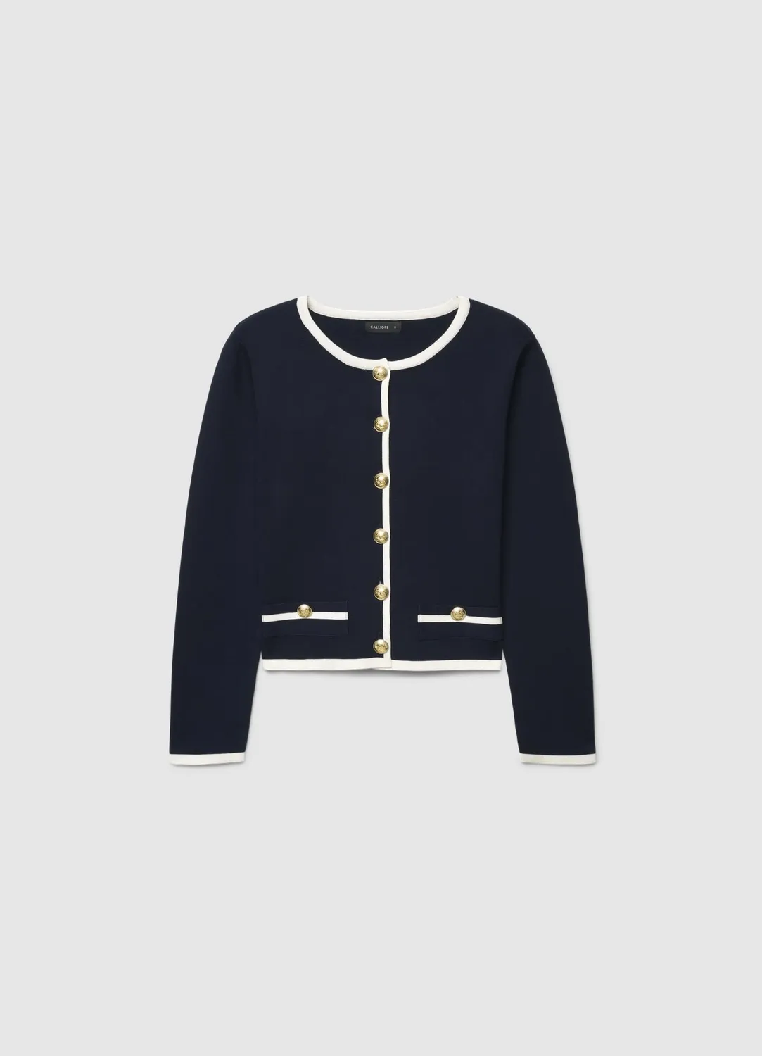 Calliope cardigan femme boutons bijou liseré contraste
