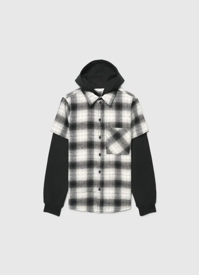 Calliope chemise carreaux garçon capuche manches longues