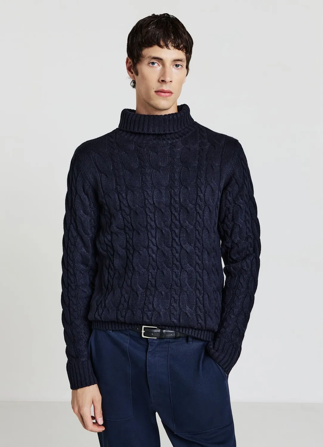 Calliope pull col roulé torsades homme chaud