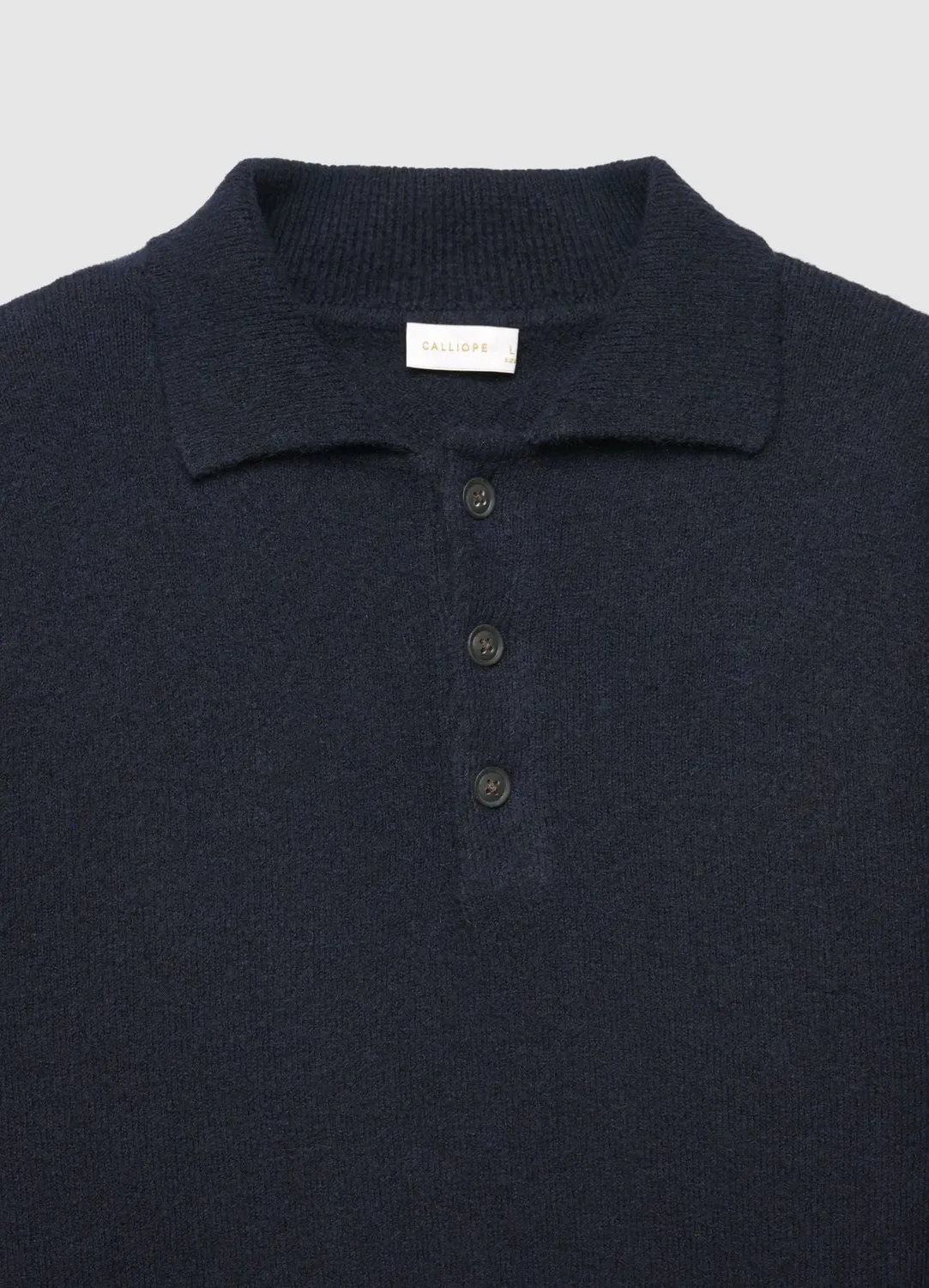 Calliope polo homme uni manches longues col boutonné