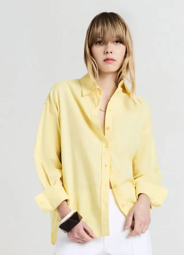 Calliope chemise misto lino manches longues femme