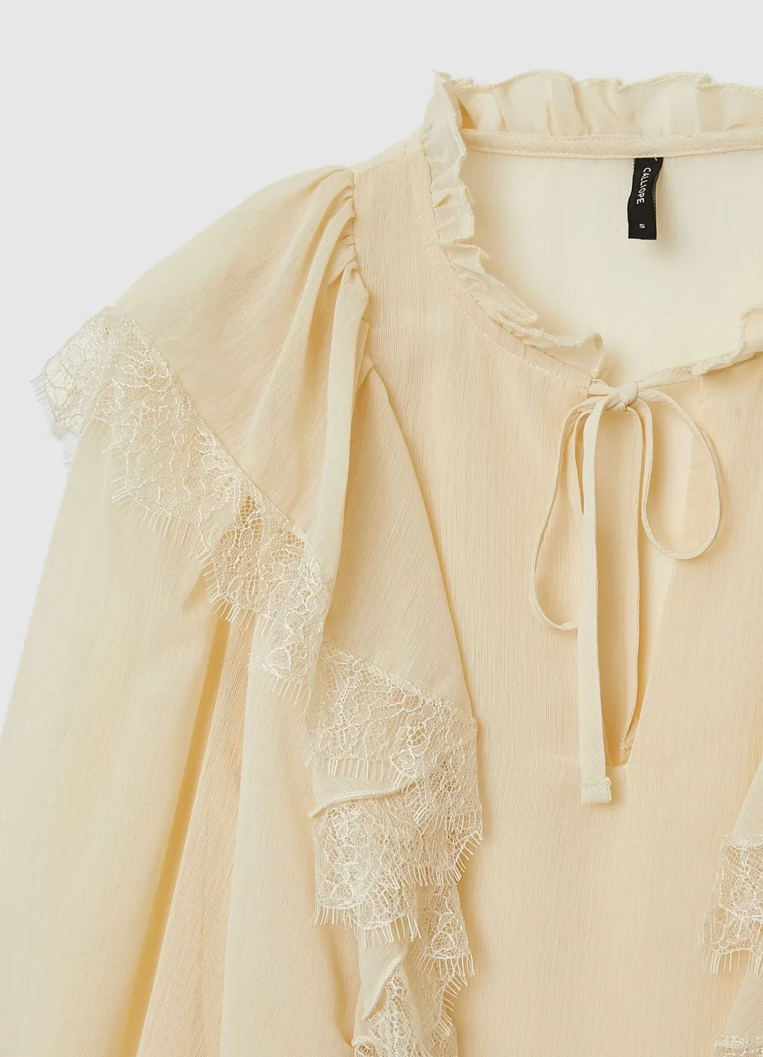Calliope Blouse femme volants dentelle laçage