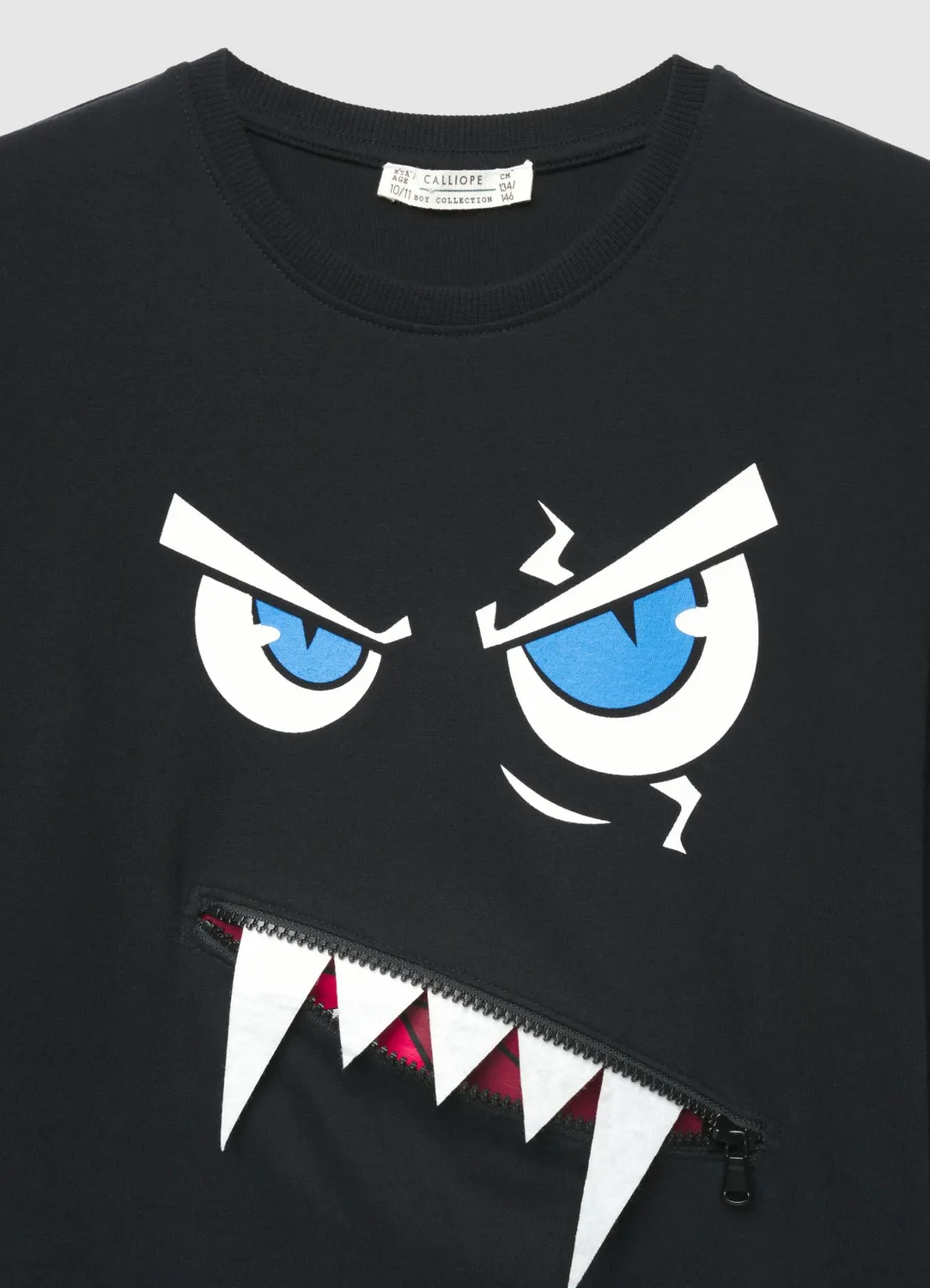 Calliope monstre t-shirt garçon manches longues zip