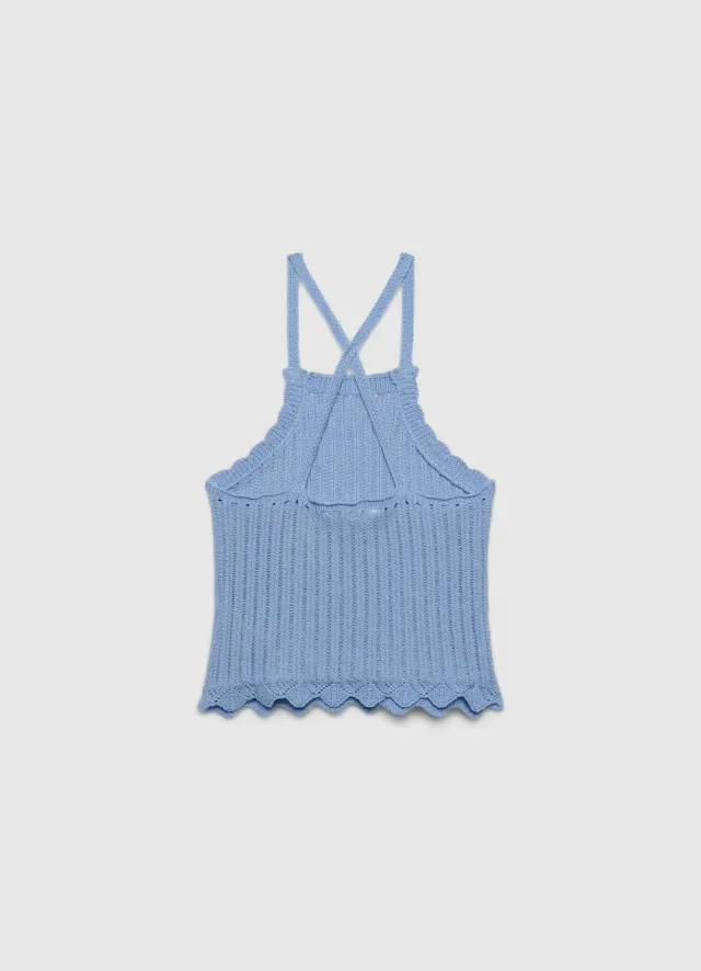 Calliope top crochet fille strass dos croisé