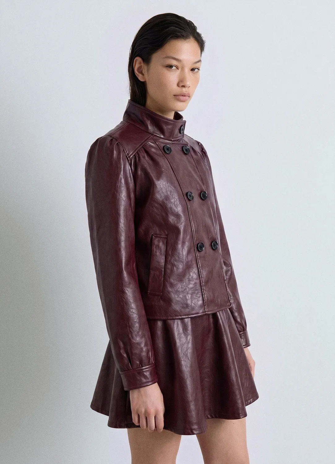 Calliope veste femme effet cuir double boutonnage
