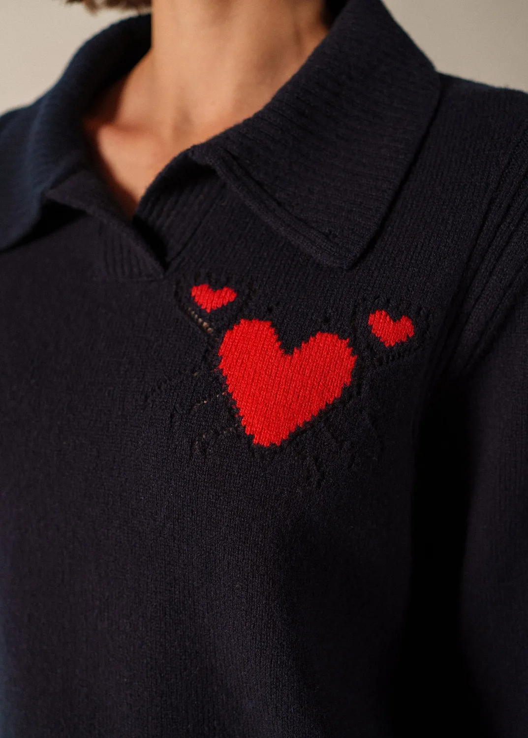 Saint James Portune pull col vareuse navy tulipe laine