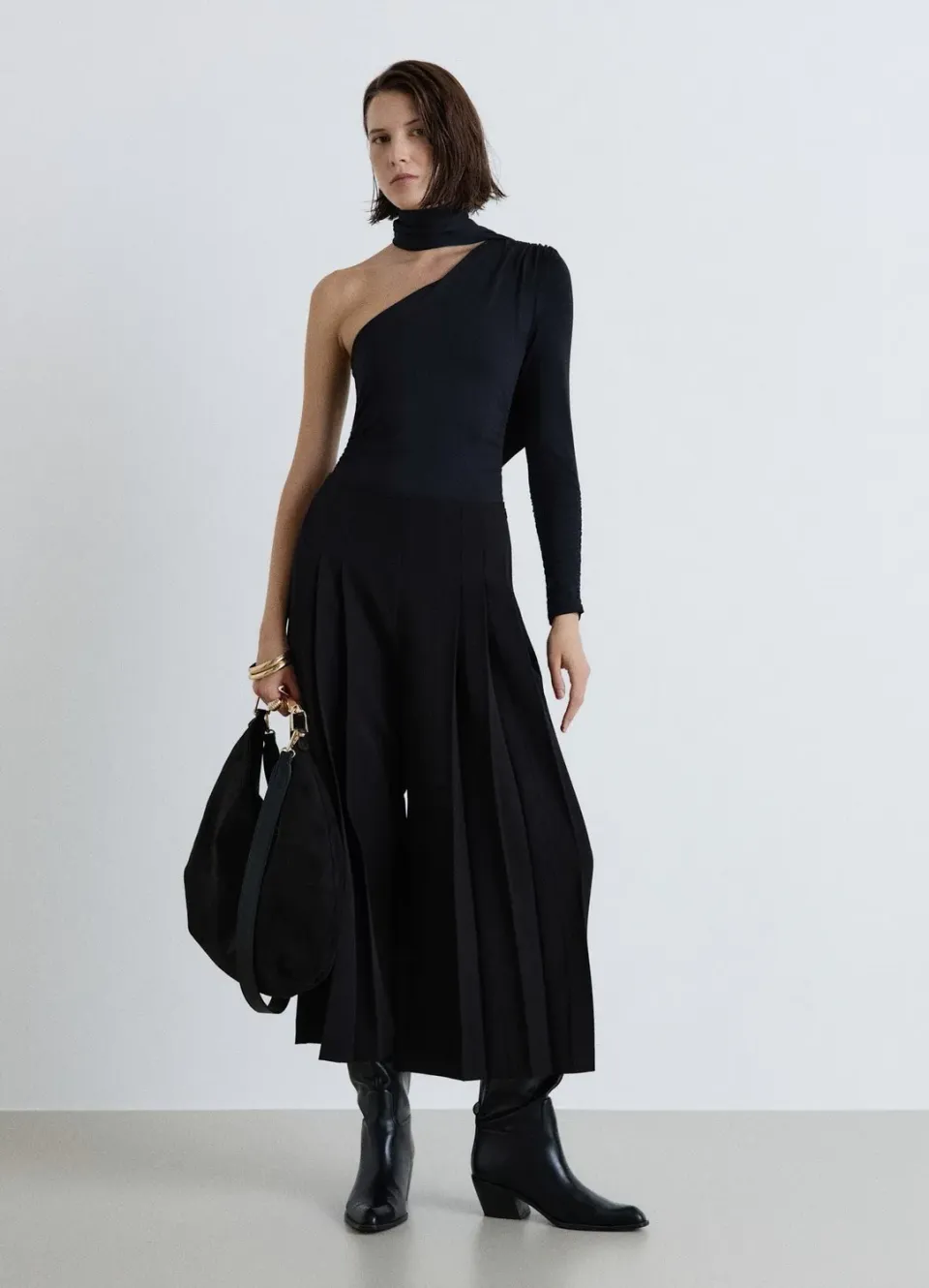 Calliope Pantalon culotte plissé taille haute femme