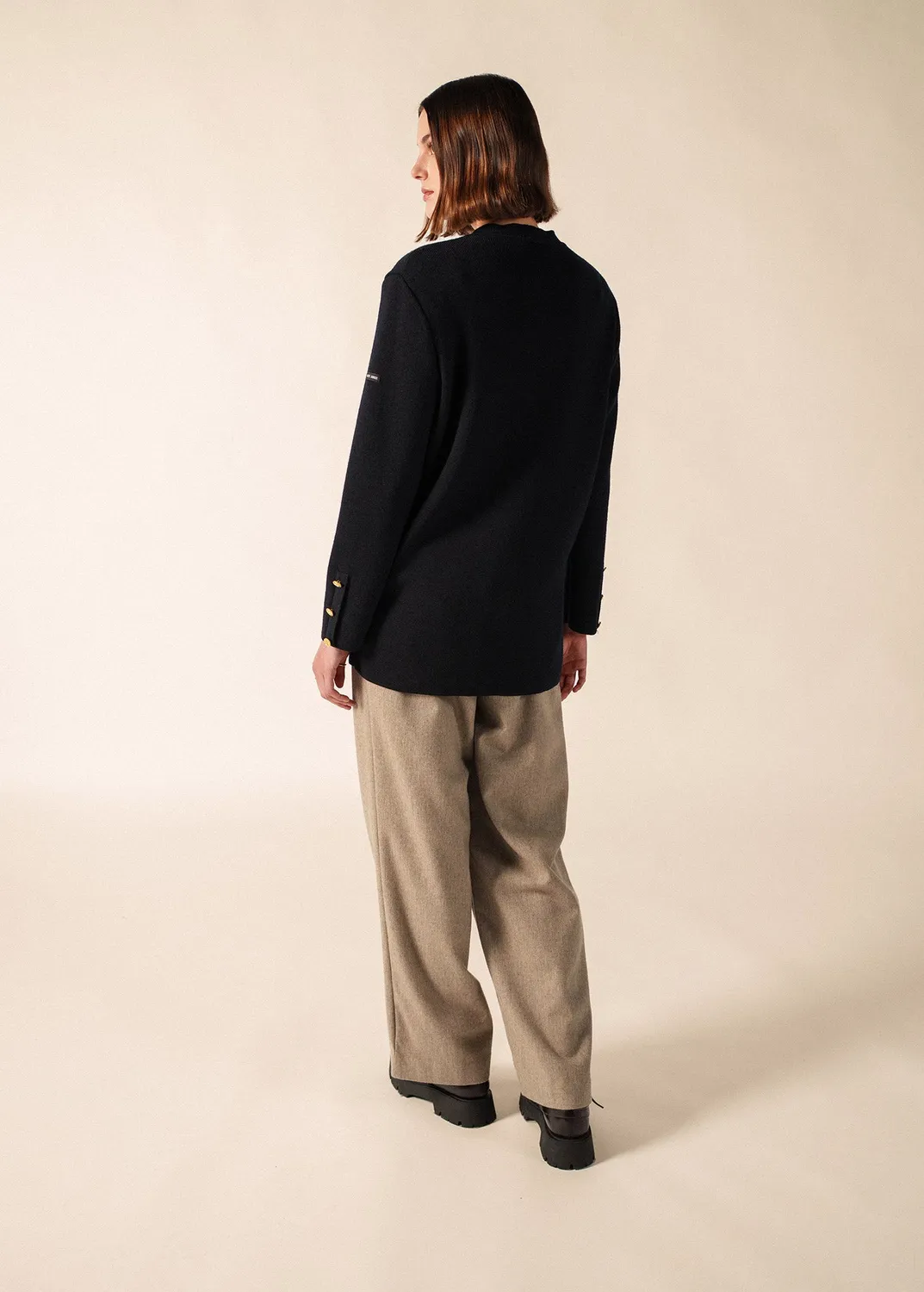 Saint James Palerme veste boutonnée navy 100% laine