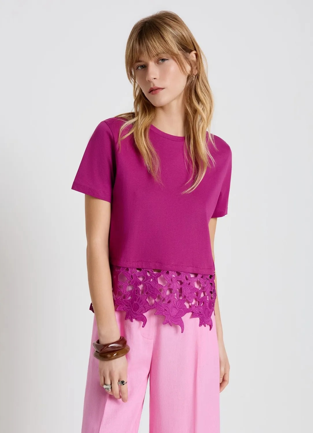 Calliope t-shirt femme coton bas dentelle floral