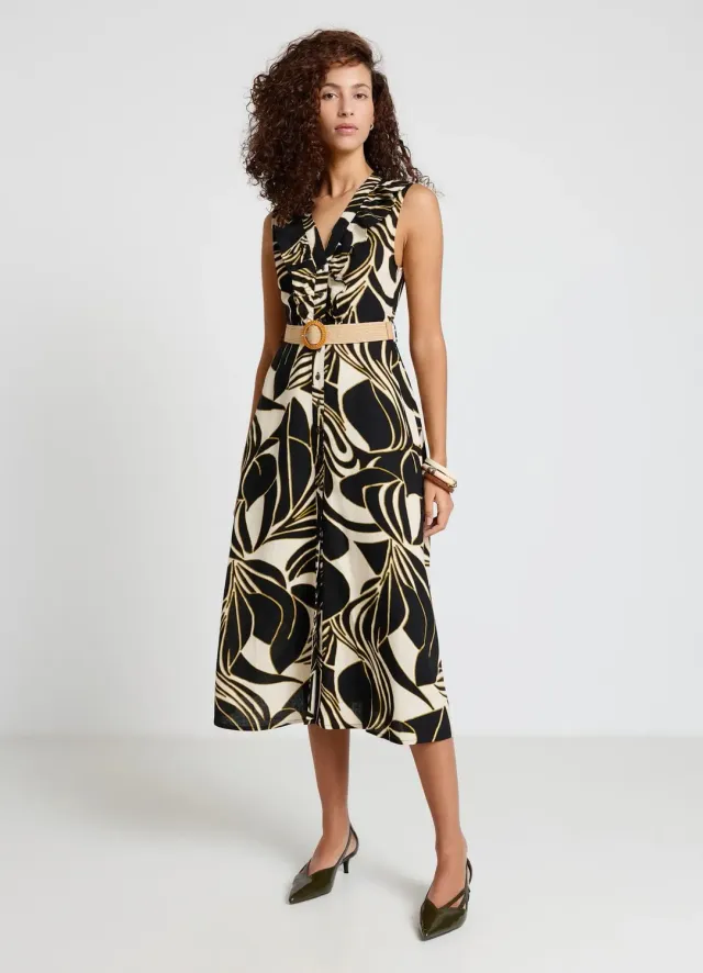 Calliope robe chemisier imprimee ceinture midi femme