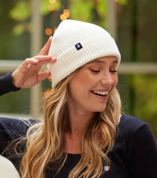 Cocorico bonnet femme écru laine mérinos