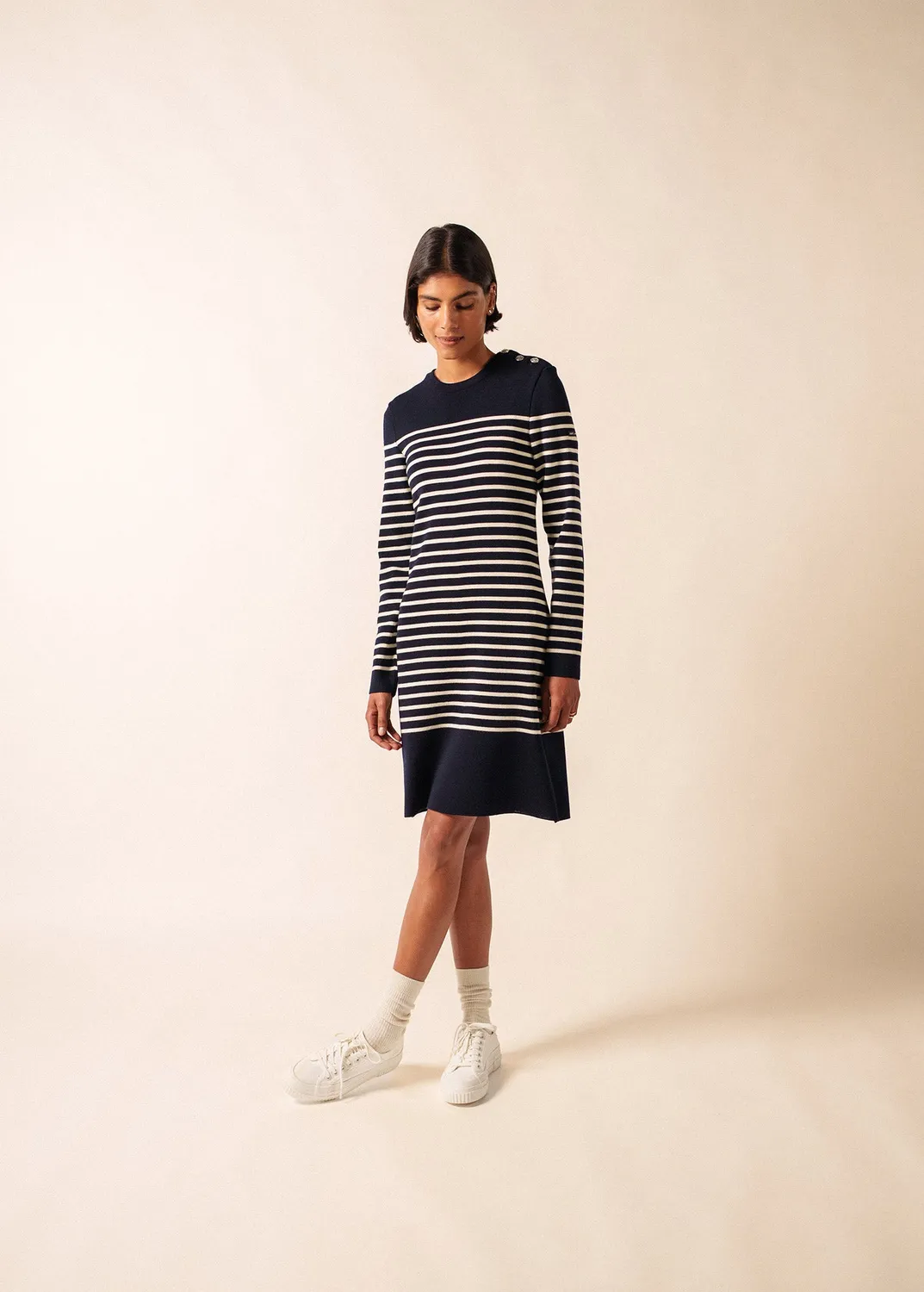 Saint James Grande Marée robe laine navy écume