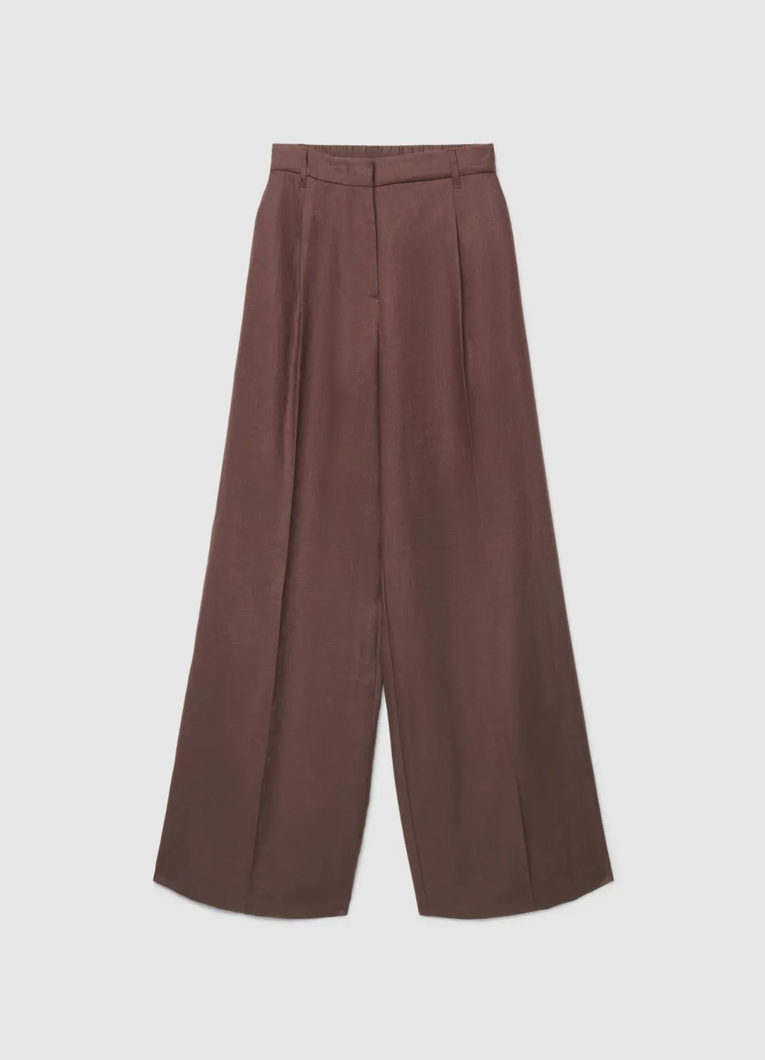 Calliope pantalon palazzo lin femme taille haute uni