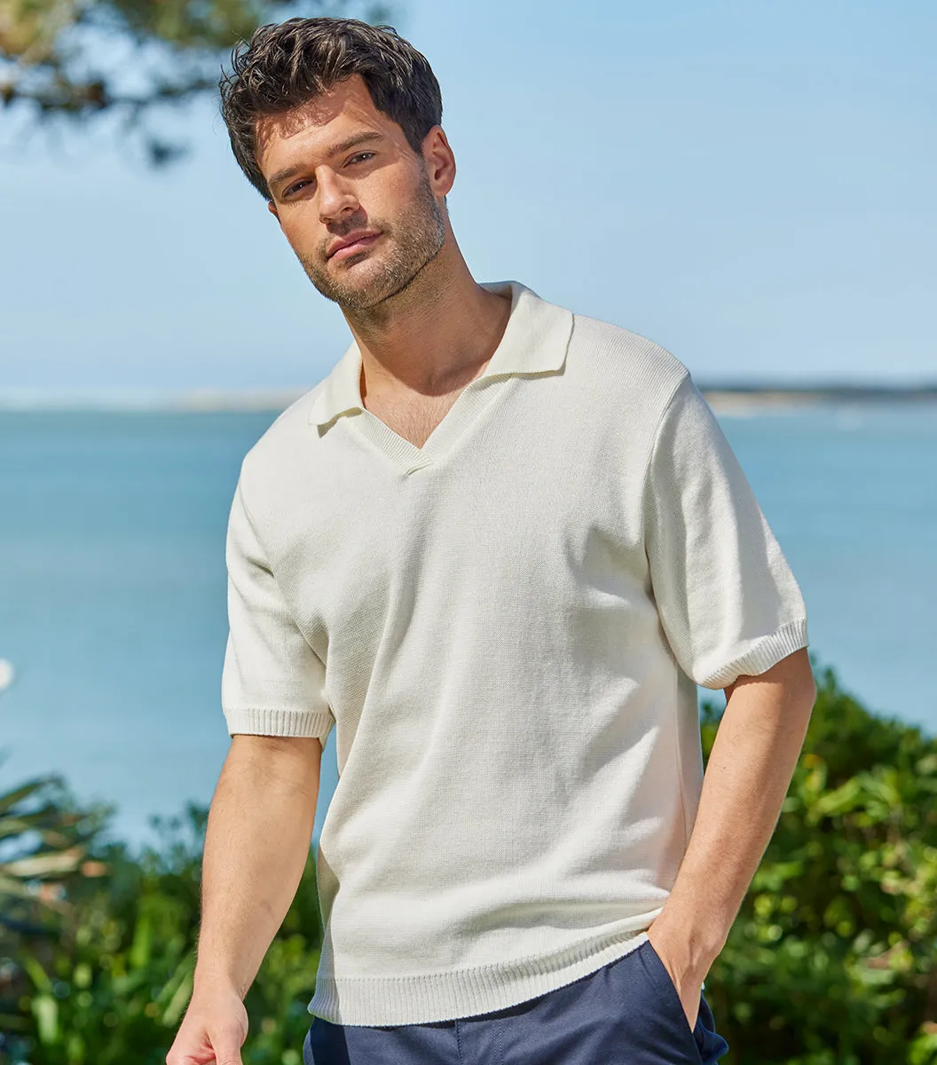 Cocorico Maille polo homme écru coton