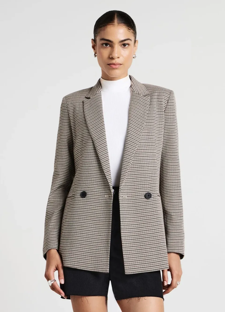 Calliope Veste pied-de-poule femme double boutonnage