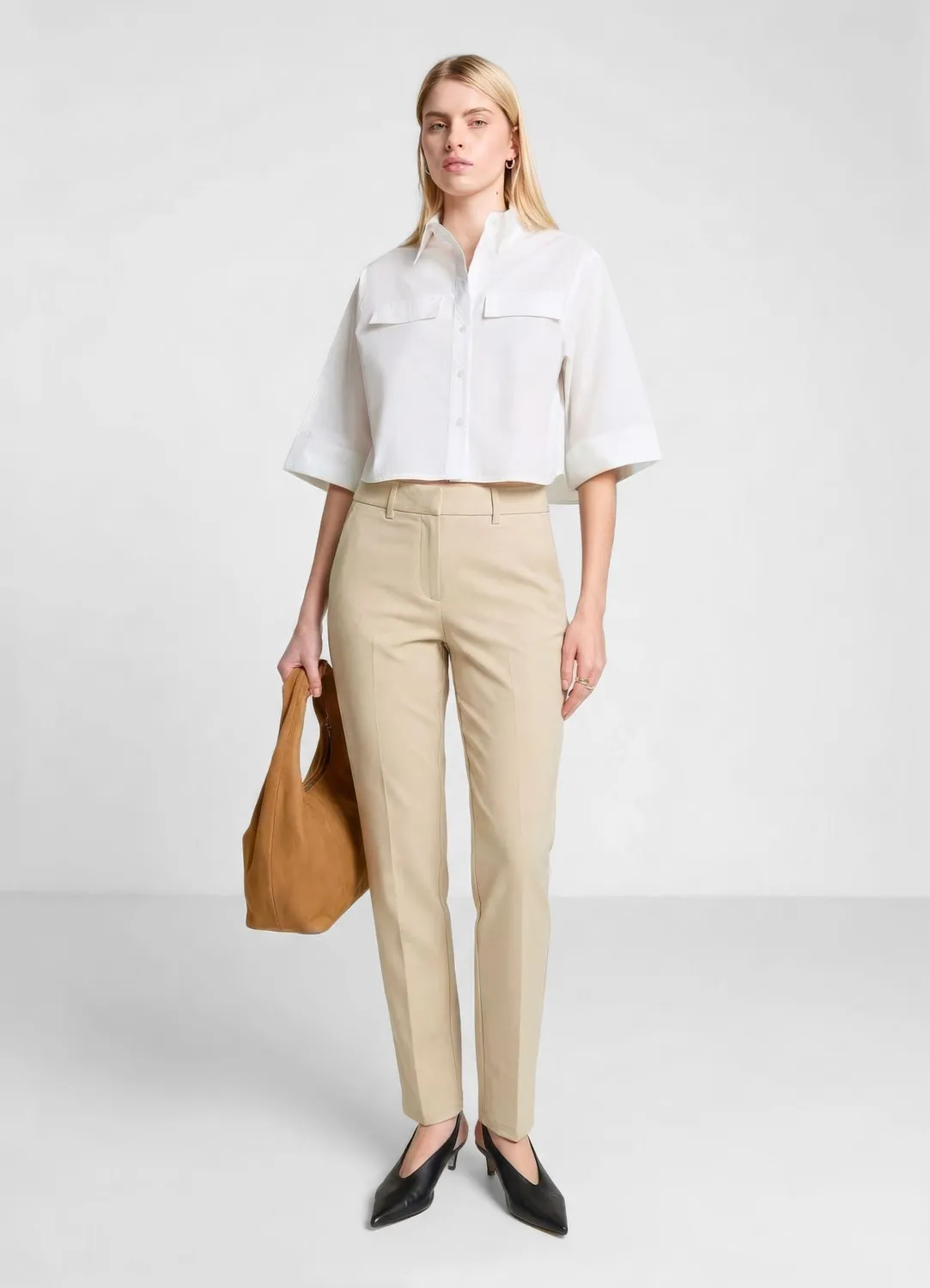 Calliope Pantalon Cigarette Pantalon Femme Coton Uni