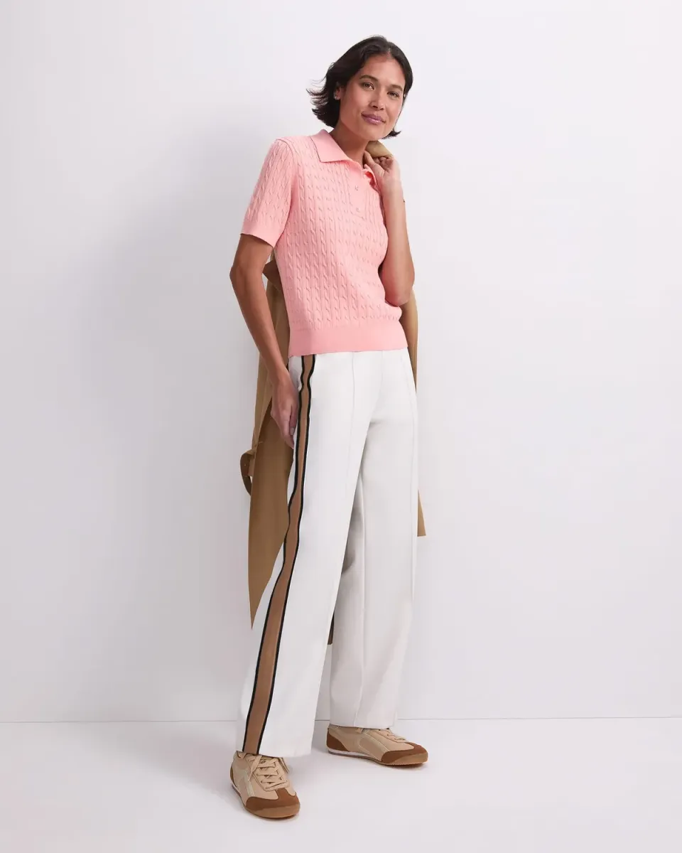 Sportscraft Chiffon Cable polo coton femme maille torsadée