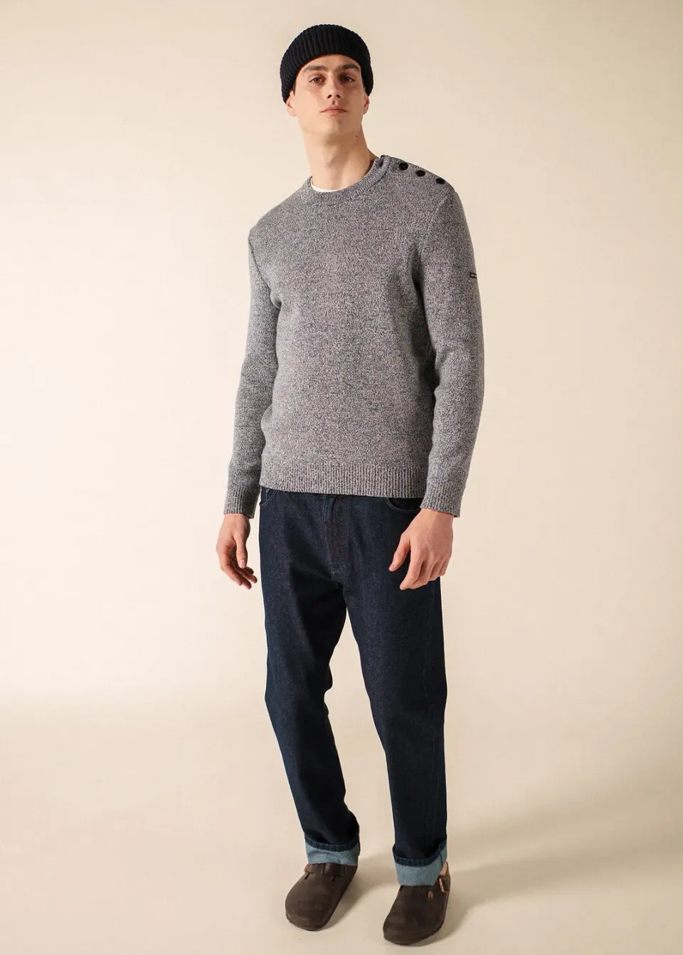 Saint James Cancale pull marin homme jean écru laine
