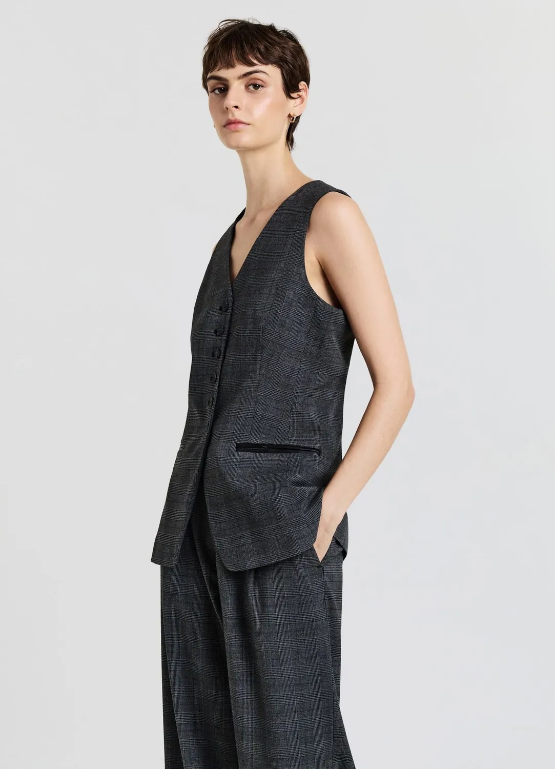 Calliope gilet prince-de-galles femme col V