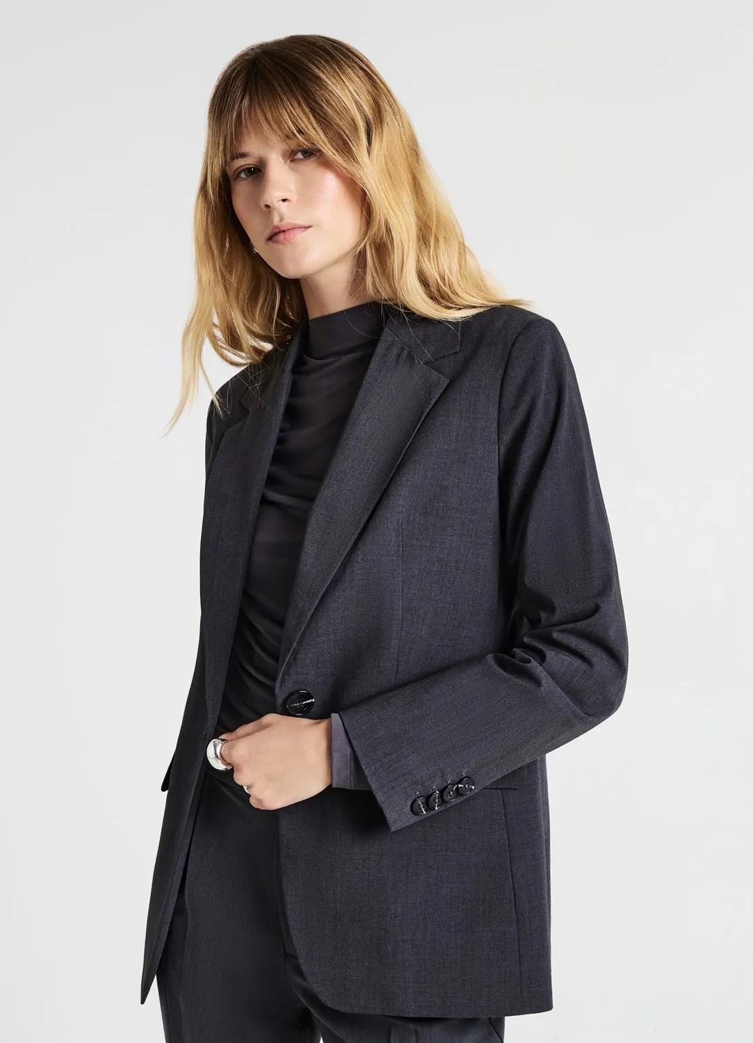 Calliope Blazer Femme Uni Bouton Coupe Regular