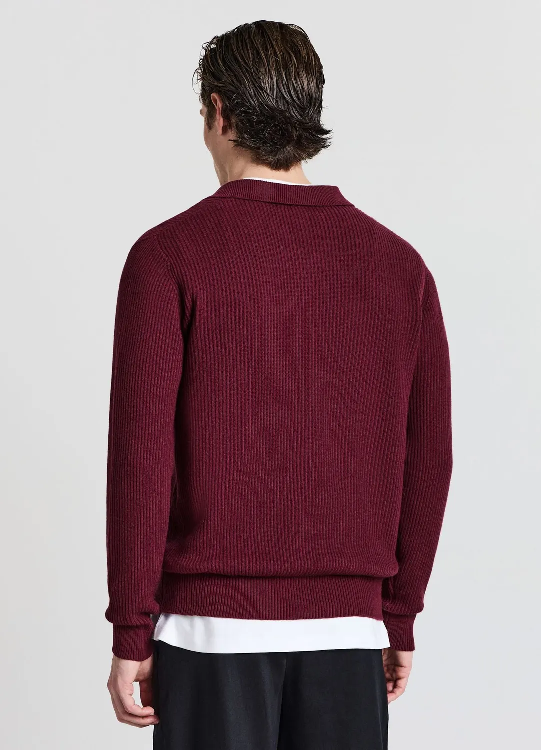 Calliope pull polo côtelé homme manches longues