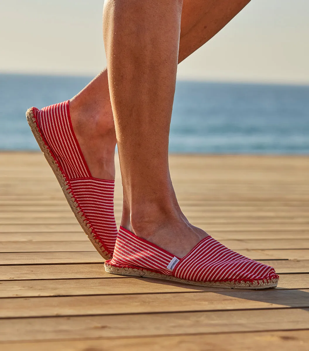 Cocorico Rayé Fine espadrille homme rouge toile