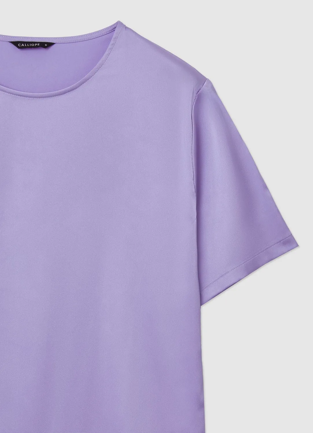 Calliope blouse satin manches courtes col rond unie